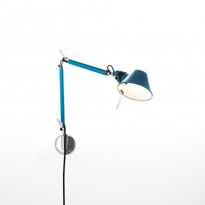 Artemide Tolomeo Micro Parete Halo, designové nástěnné svítidlo s vypínačem, 1x60W E14, modrá metalíza, max. 74cm