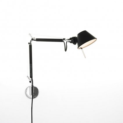 Artemide Tolomeo Micro Parete Halo, designové nástěnné svítidlo s vypínačem, 1x60W E14, černá, max. 74cm