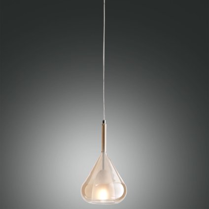 Fabas Lila, závěsné svítidlo z ambrového skla, 1x40W E27, průměr 20cm