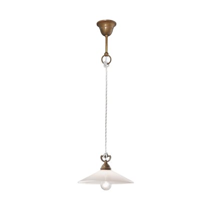 Il Fanale Tabia, závěsné svítidlo z mosazi a bílé skla, 1x15W LED E27, průměr 25cm