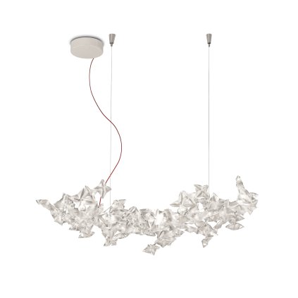 Slamp Hanami Large, závěsné květinové svítidlo, 10x5W LED G9 3000K stmívatelné, délka 96cm, červený kabel