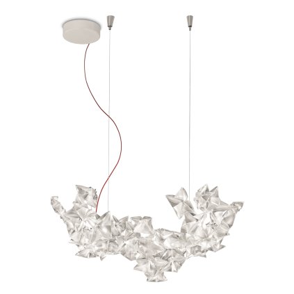 Slamp Hanami, závěsné květinové svítidlo, 5x5W LED G9 3000K stmívatelné, délka 53cm, červený kabel