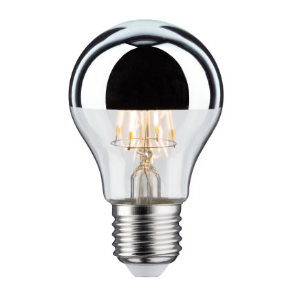 Paulmann LED žárovka se stříbrným vrchlíkem, 4,8W LED 2700K E27, výška 10,6cm