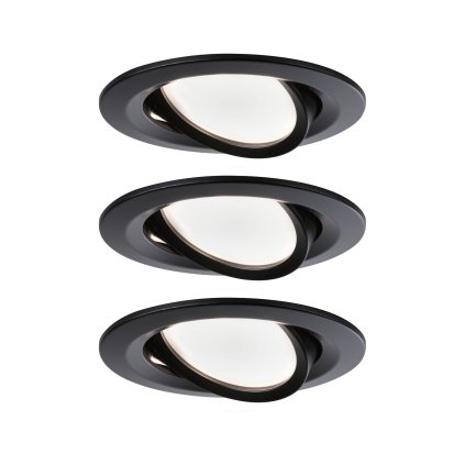 Paulmann LED Coin Nova round, kulatá bodovka v černé úpravě, 3x6W LED 2700K, prům.8,4cm