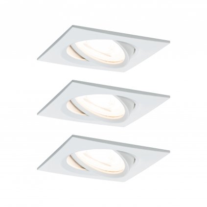 Paulmann LED Coin Nova rectangular, set bílých hranatých bodovek, 3x6,5W LED 2700K tříkrokové stmívání, 8,4x8,4cm