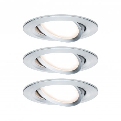Paulmann LED Coin Nova round, set kulatých bodovek v úpravě kartáčovaný hliník, 3x6W LED 2700K tříkrokové stmívání, prům.8,4cm