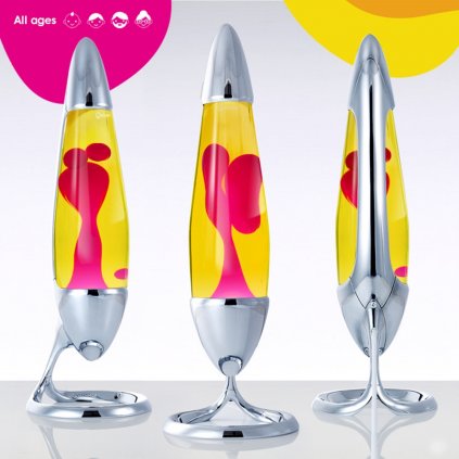 mathmos neo lava lamp silver yellow pink