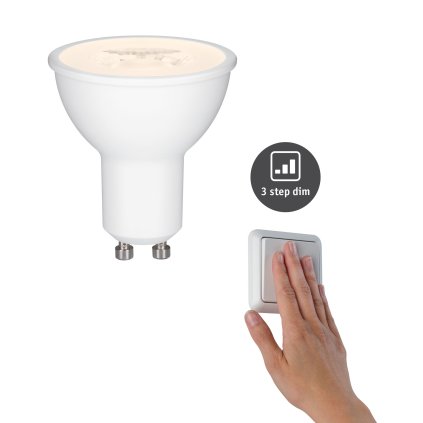 Paulmann LED žárovka, 6,5W GU10 2700K 450lm tříkrokové stmívání, výška 5,6cm