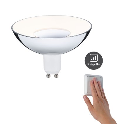Paulmann LED žárovka 4,9W stříbrnobílá 3000K 230V GU10, tříkrokové stmívání