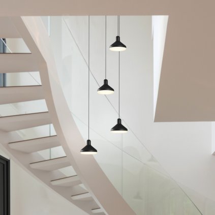 Mantra Sirio, moderní černé svítidlo se čtyřmi závěsy LED 4x8W 2360lm 3000K, průměr 45cm
