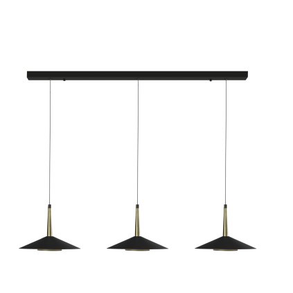 Mantra Orion, moderní černé svítidlo s mosaznými prvky, LED 3x8W 1770lm 3000K, šířka 100cm
