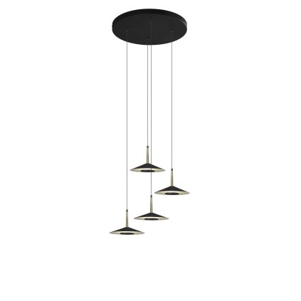 Mantra Orion, moderní černé svítidlo s mosaznými prvky, LED 4x8W 2360lm 3000K, průměr 45cm