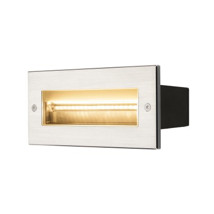SLV Brick, venkovní vestavné svítidlo do stěny, LED 11W 3000K, nerez, šířka 26cm, IP65