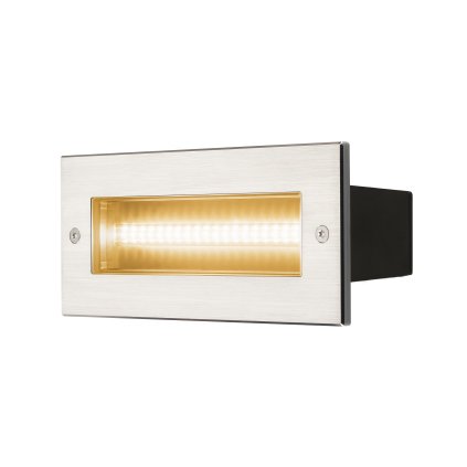 SLV Brick, venkovní vestavné svítidlo do stěny, LED 11W 3000K, nerez, šířka 26cm, IP65