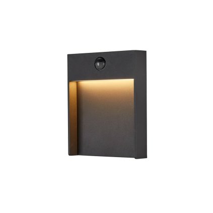 SLV Flatt, venkovní nástěnné svítidlo se senzorem, LED 16W 3000K, antracit, rozměr 18x23cm, IP65