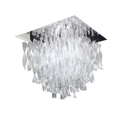 Axolight Aura, luxusní stropní svítidlo z čirého muránského skla, 4x100W E27, 60x60cm, délka 58cm