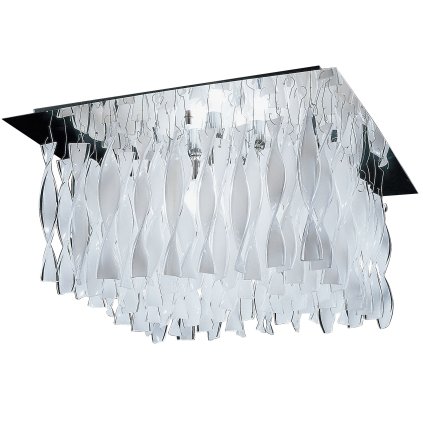 Axolight Aura, luxusní stropní svítidlo z bílého muránského skla, 4x100W E27, 75x75cm, délka 40cm