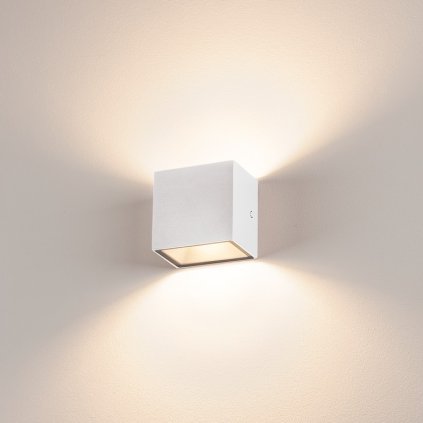 SLV Sitra Cube, venkovní nástěnné svítidlo, LED 10W 3000K, bílé, výška 11cm, IP44