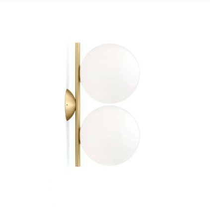 Flos IC Lights C/W1 Double, designové svítidlo, 2x60W E14, mosaz, Ø 20cm, výška 42cm