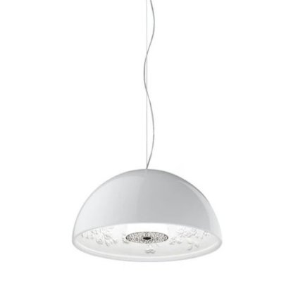 Flos Skygarden small, leskle bílé závěsné svítidlo s vnitřním štukem, 1x10W E27, prům. 40cm