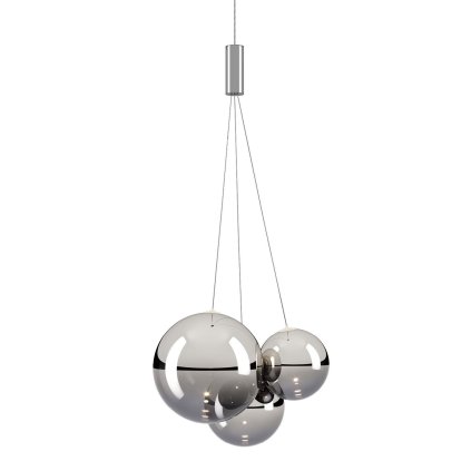 Lodes Random, závěs z chromového foukaného skla, 3x1W LED 3000K, šířka 29cm