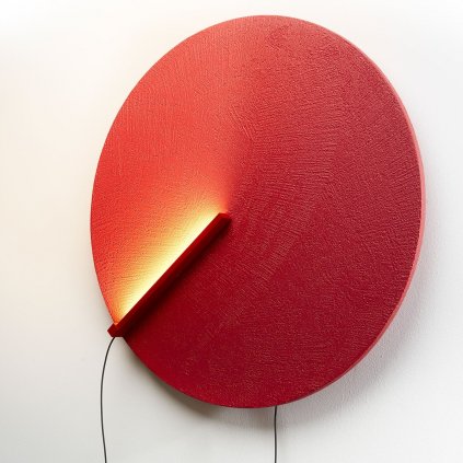 Zava Meridium, designové nástěnné svítidlo s pohyblivým světelným zdrojem, červená Ecomalta 1x3W+26W 3000K, prům. 50cm