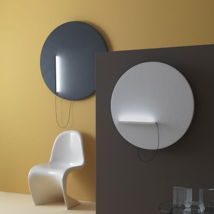Zava Meridium, designové nástěnné svítidlo s pohyblivým světelným zdrojem, bílá Ecomalta 1x3W+26W 3000K, prům. 50cm