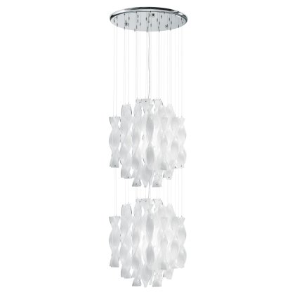 AxoLight Aura, luxusní závěsné svítidlo z bílého muránského skla, 2x150W E27, prům. 47cm, délka 300cm