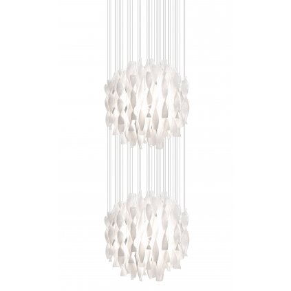 Axolight Aura, luxusní závěsné svítidlo z bílého muránského skla, 2x250W E27, prům. 60cm, délka 320cm