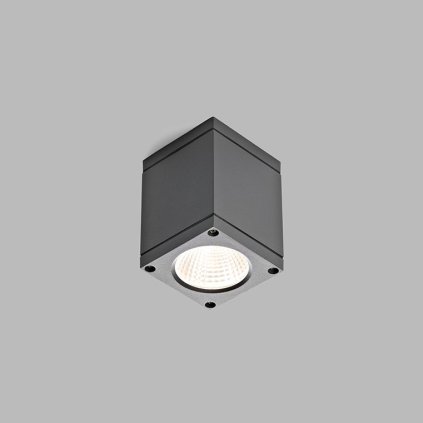 LED2 Kubo, antracitové stropní válečkové svítidlo, 6W LED 3000K, 8x8x10,5cm IP54