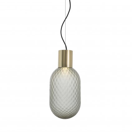 Il Fanale Bloom, závěsné svítidlo z mosazi a matně kouřového skla, 1x15W LED E27, průměr 20,8cm