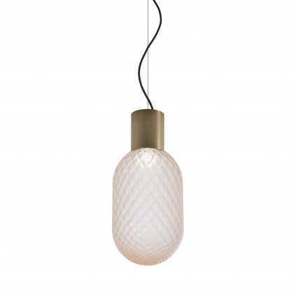 Il Fanale Bloom, závěsné svítidlo z mosazi a matně růžového skla, 1x15W LED E27, průměr 20,8cm