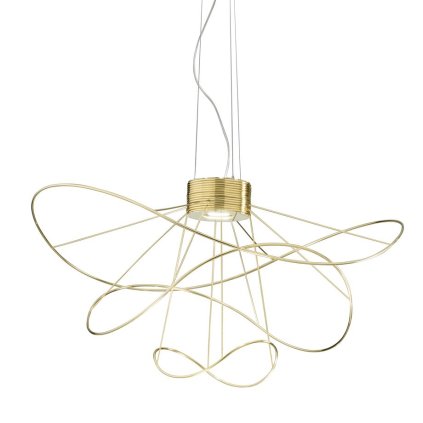 Axolight Hoops 3, zlaté závěsné svítidlo, 2x17,5W LED 3000K stmívatelné, prům. 100cm, výška 54cm