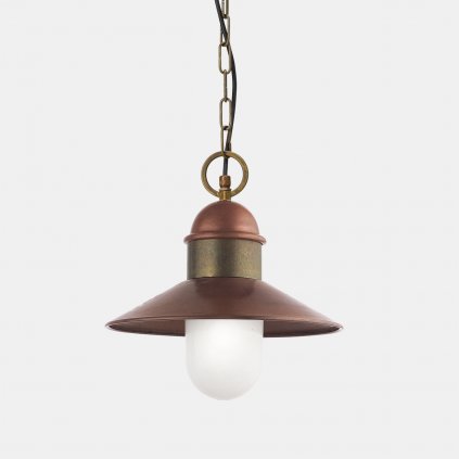 Il Fanale Borgo venkovní závěsné svítidlo z mosazi, mědi a mléčného skla 1xE27 max 100W, průměr 34cm, IP44