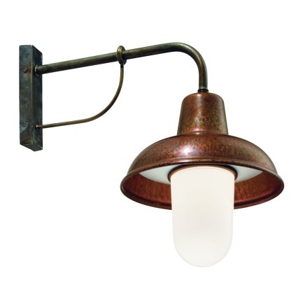 Il Fanale Contrada, nástěnné svítidlo z mosazi, mědi a bílého skla,  1x15W E27, Ø 25,5cm, IP44