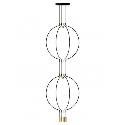 6123 2 axolight liaison m4 2level cerno zlate zavesne svitidlo 2x7 5w led 3000k stmivatelne delka 2x91cm prum 84cm