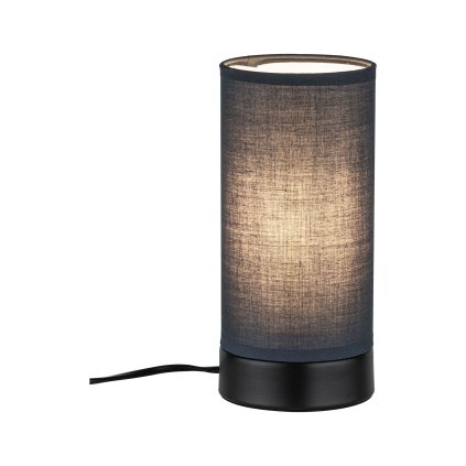 Paulmann Pia stolní lampa 1x E14 max 25W, tmavě šedý textil, černá, výška 21cm