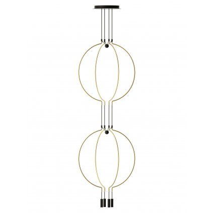Axolight Liaison M4 2level, zlato-černé závěsné svítidlo, 2x7,5W LED 3000K stmívatelné, délka 2x91cm, prům 84cm