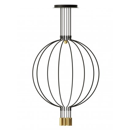 6132 2 axolight liaison g8 cerno zlate zavesne svitidlo 8x7 5w led 3000k stmivatelne delka 110cm prum 100cm