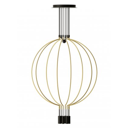 Axolight Liaison G8, zlato-černé závěsné svítidlo, 8x7,5W LED 3000K stmívatelné, délka 110cm, prům 100cm
