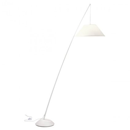 Redo Fisher, solitérní bílá stojací lampa, 1x42W E27, výška 235cm