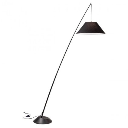 Redo Fisher, solitérní černá stojací lampa, 1x42W E27, výška 235cm
