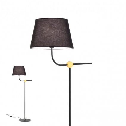 Redo Morris, černá stojací retro lampa, 1x42W E27, výška 150cm