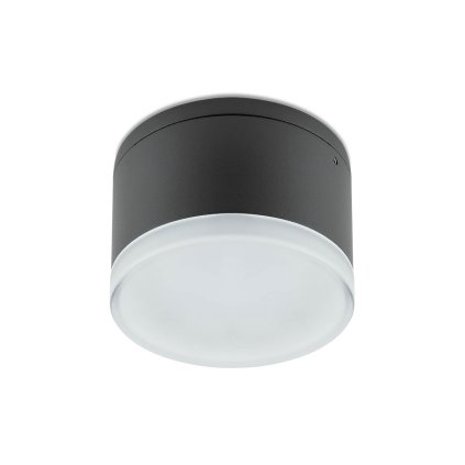 Redo Akron, venkovní ​​antracitové stropní svítidlo LED 9W 3000K, průměr 10,8cm, IP54