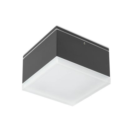 Redo Akron, venkovní ​​antracitové stropní svítidlo LED 9W 3000K, 10,8x10,8 cm, IP54