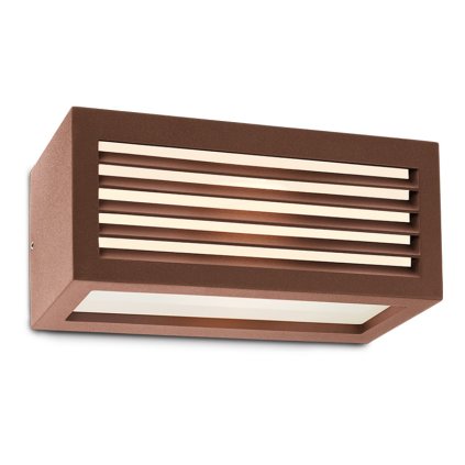 Redo Brick, rezavohnědé venkovní nástěnné svítidlo s mřížkou 1xE27 23W, šířka 25cm, IP54