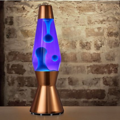 62655 2 mathmos astro copper originalni lavova lampa medena s fialovou tekutinou a tyrkysovou lavou vyska 43cm