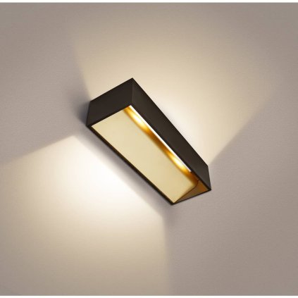 SLV Logs IN L, nástěnné svítidlo se svícením nahoru/dolů, 19W LED 2000-3000K, černozlatá, šířka 30cm