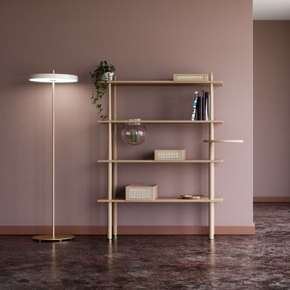 Umage Asteria Floor, stojací lampa perleťově bílá/mosaz, LED 24W, 3000K výška 150,7cm