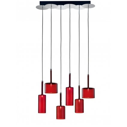Axolight SPILLRAY suspension 6 crystal CROPPED RED